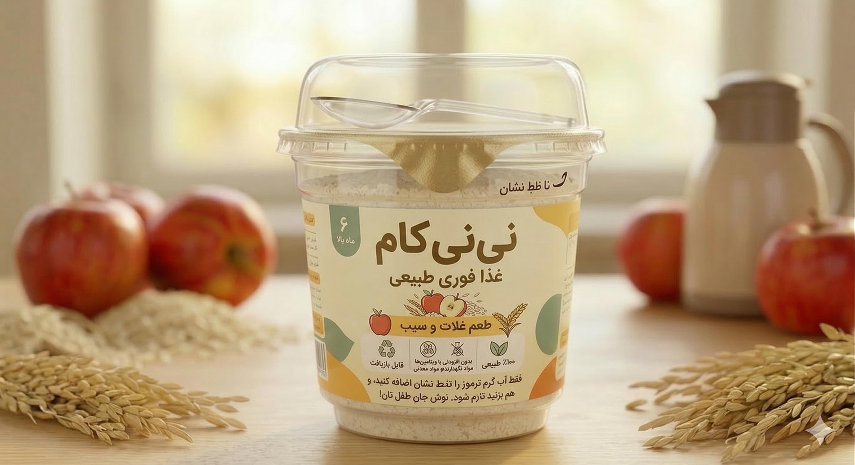 گیلاس نی‌نی کام طعم غلات و سیب