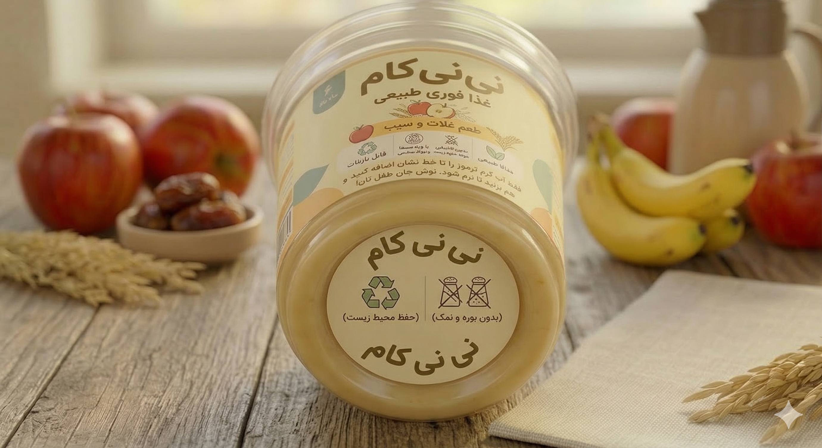 نشان بدون بوره و نمک و قابل بازیافت نی‌نی کام